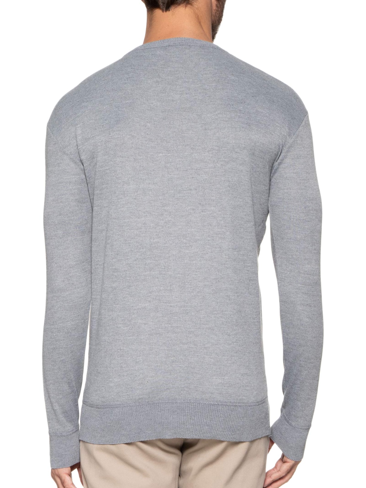 Suéter Masculino Gola V Jacquard Cinza '2 Essential