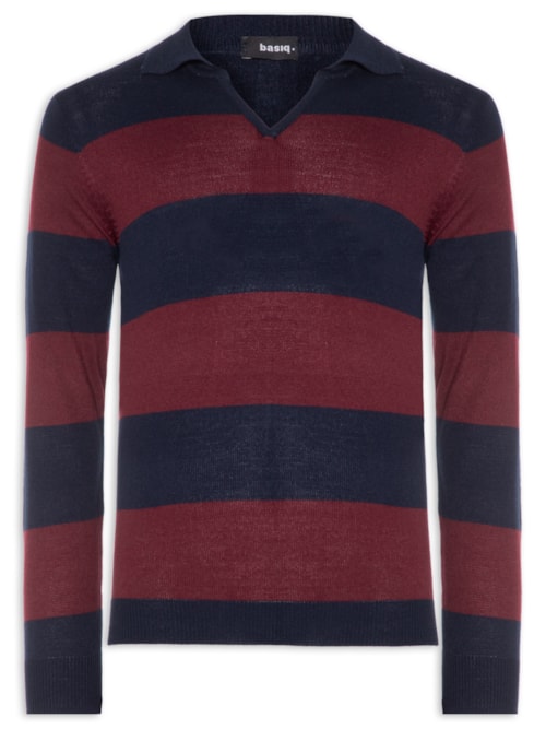 Suéter Masculino Gola V Listrado – Vermelho