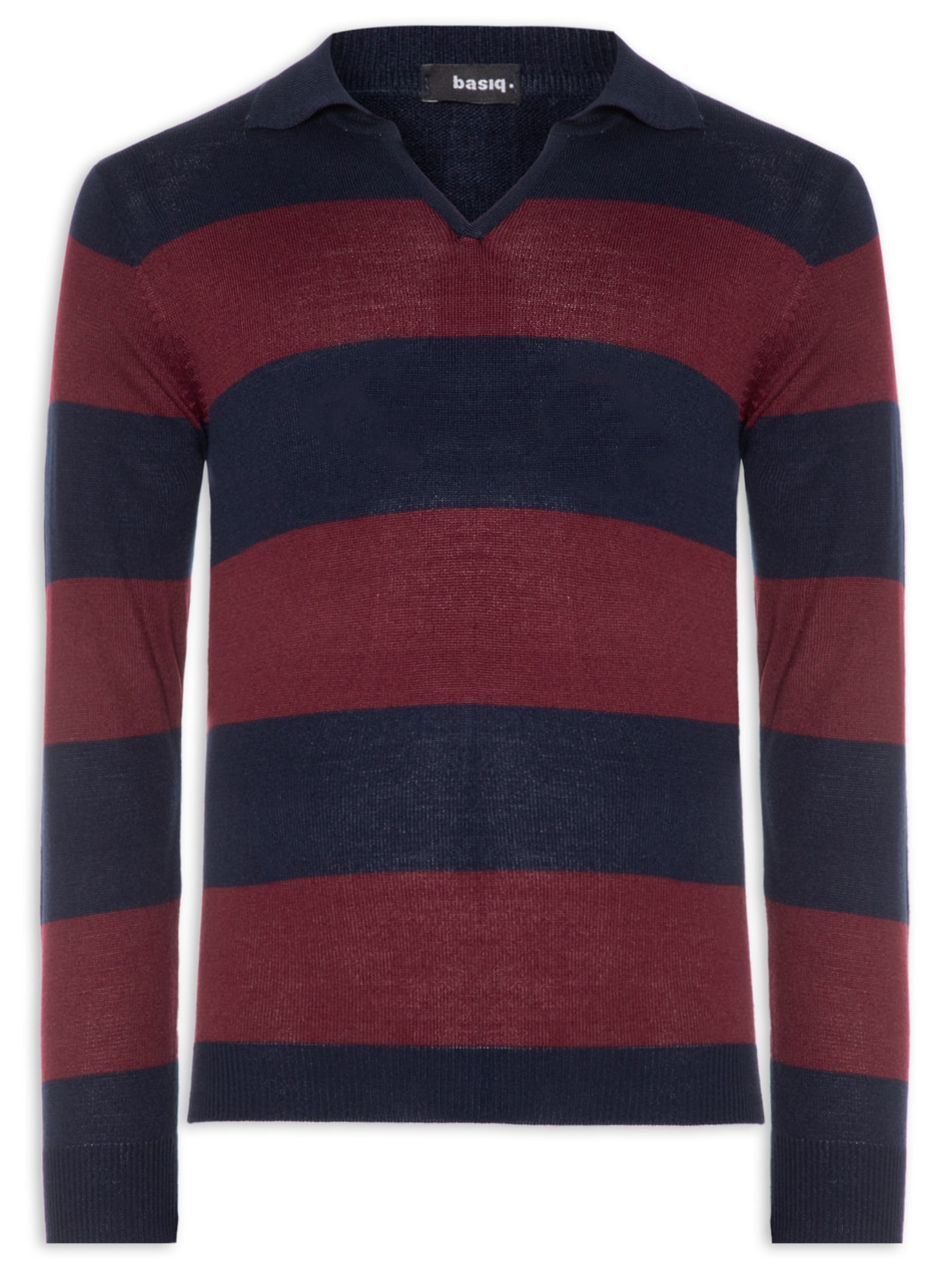 Suéter Masculino Gola V Listrado – Vermelho Basiq Men