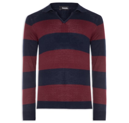 Suéter Masculino Gola V Listrado – Vermelho