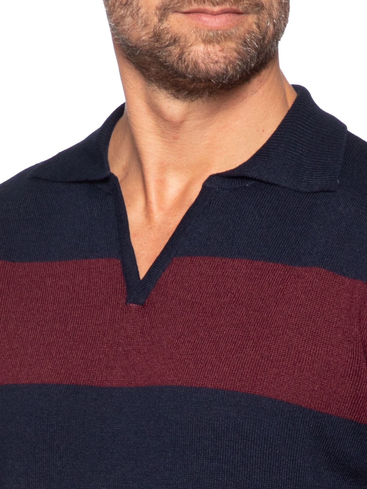 Suéter Masculino Gola V Listrado – Vermelho Basiq Men