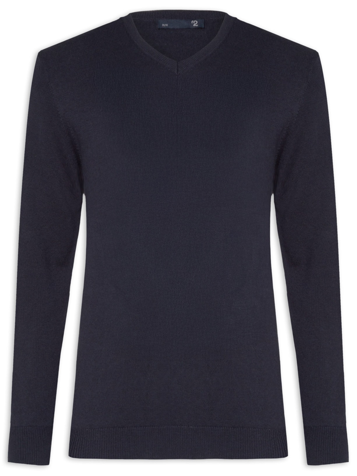 Suéter Masculino Gola V Manga Longa Algodão Pima com Cashmere Azul '2 Essential