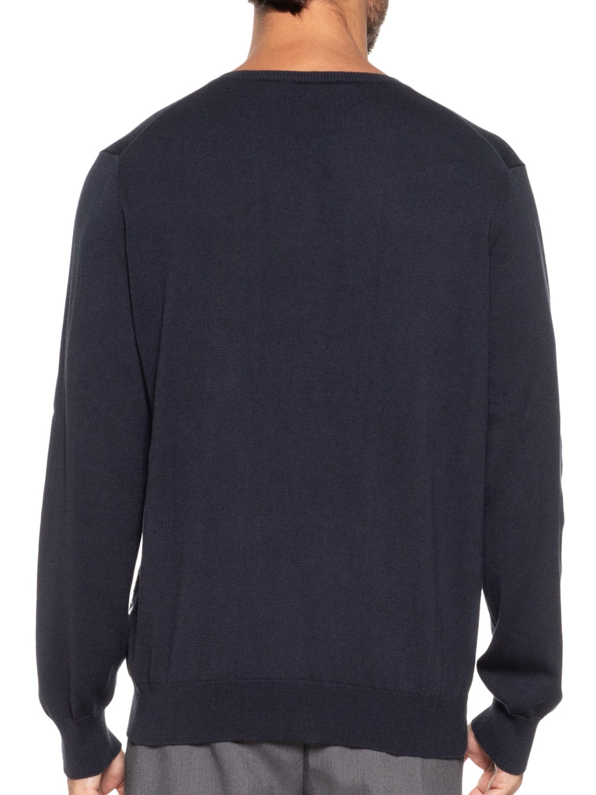 Suéter Masculino Gola V Manga Longa Algodão Pima com Cashmere Azul '2 Essential