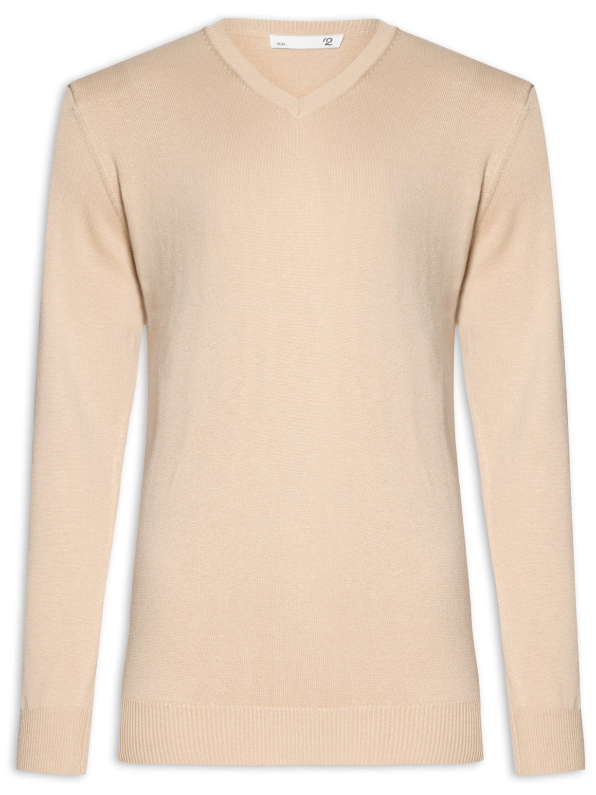 Suéter Masculino Gola V Manga Longa Algodão Pima com Cashmere - Bege