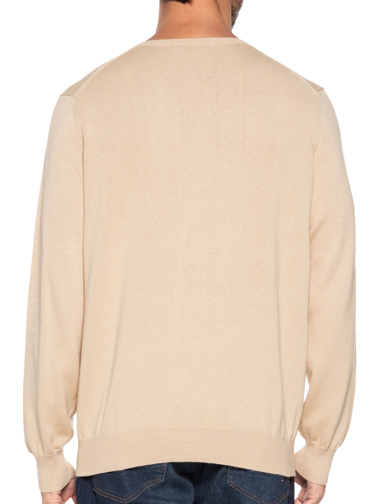 Suéter Masculino Gola V Manga Longa Algodão Pima com Cashmere Bege '2 Essential