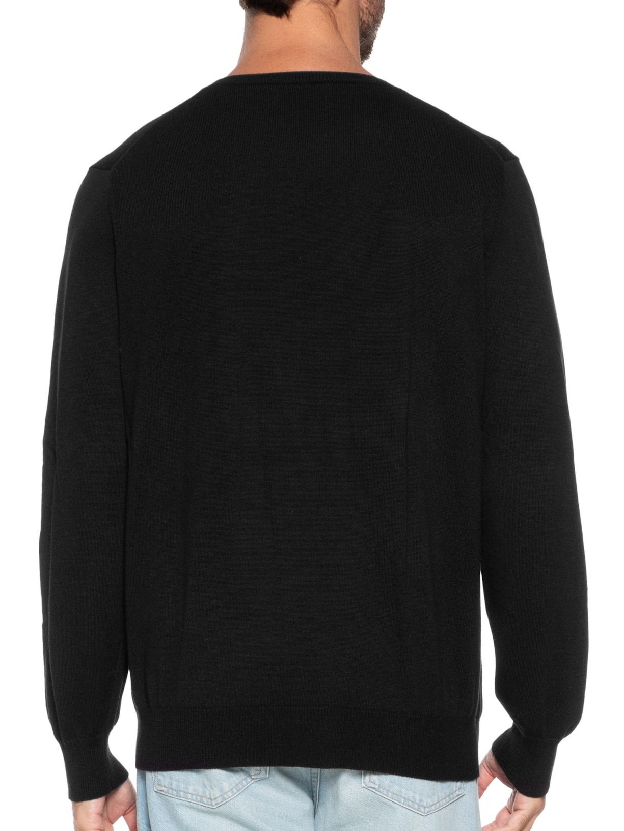 Suéter Masculino Gola V Manga Longa Algodão Pima com Cashmere Preto '2 Essential