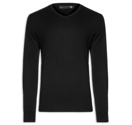 Suéter Masculino Gola V Manga Longa Algodão Pima com Cashmere - Preto