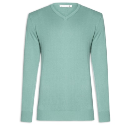 Suéter Masculino Gola V Manga Longa Algodão Pima com Cashmere - Verde