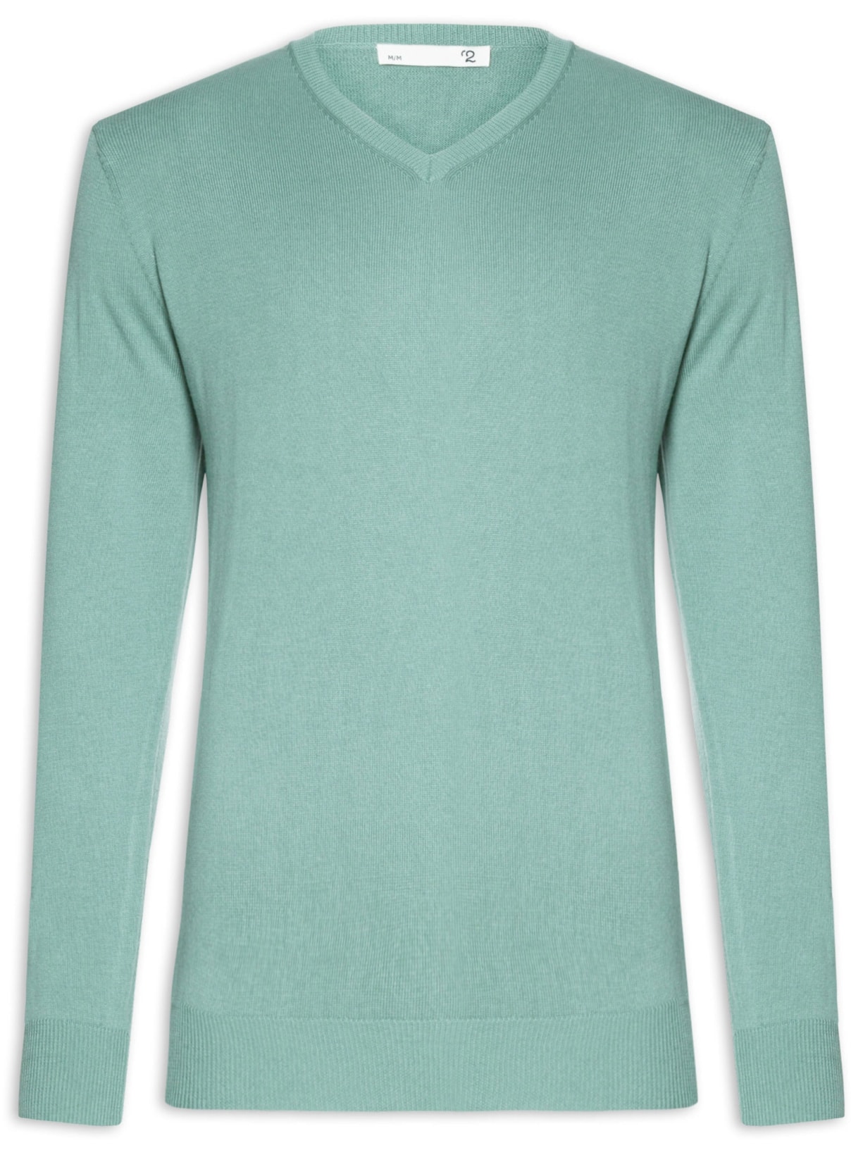 Suéter Masculino Gola V Manga Longa Algodão Pima com Cashmere Verde '2 Essential