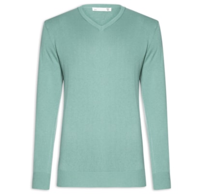 Suéter Masculino Gola V Manga Longa Algodão Pima com Cashmere - Verde