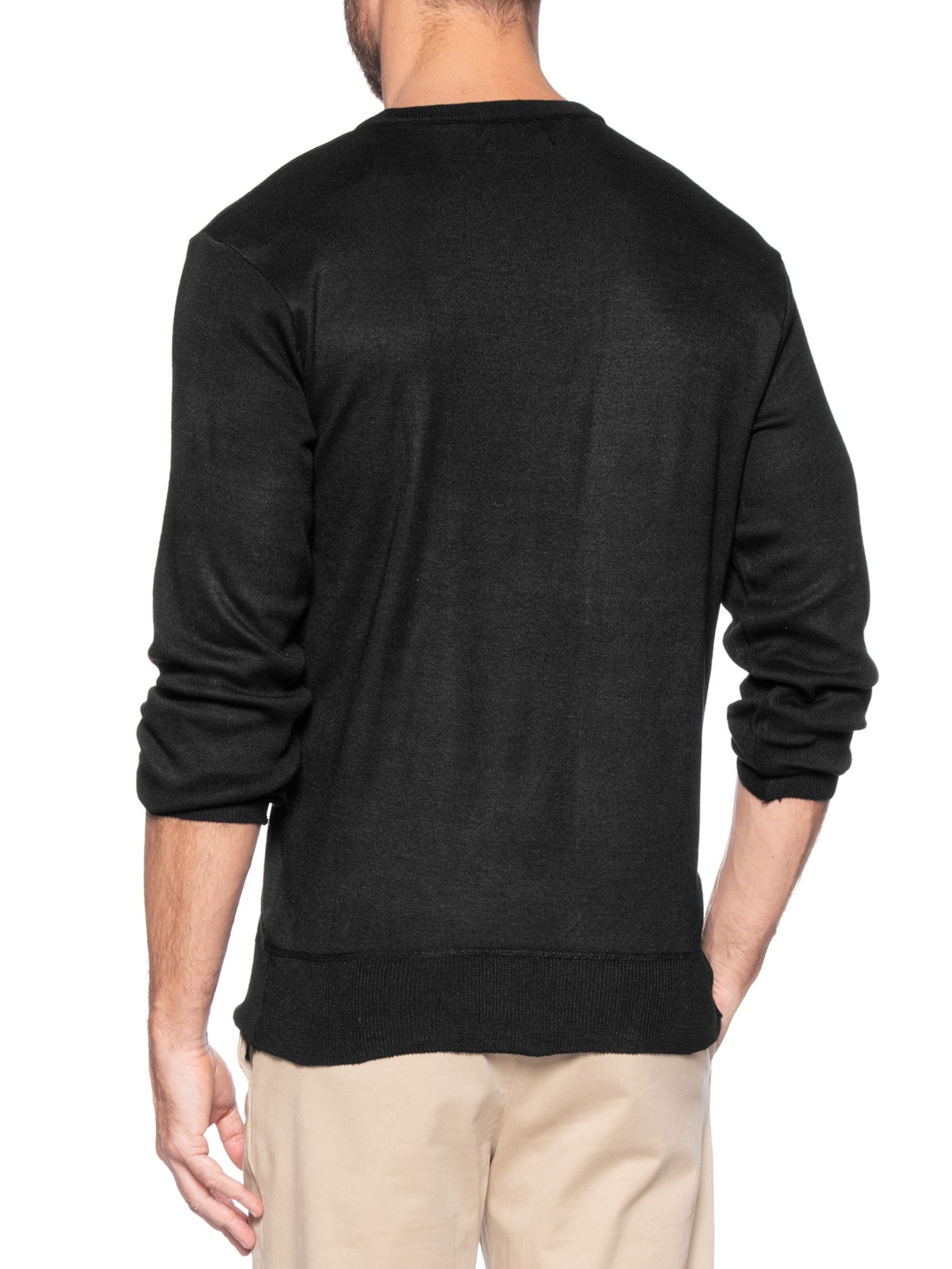 Suéter Masculino Gola V Preto '2 Essential