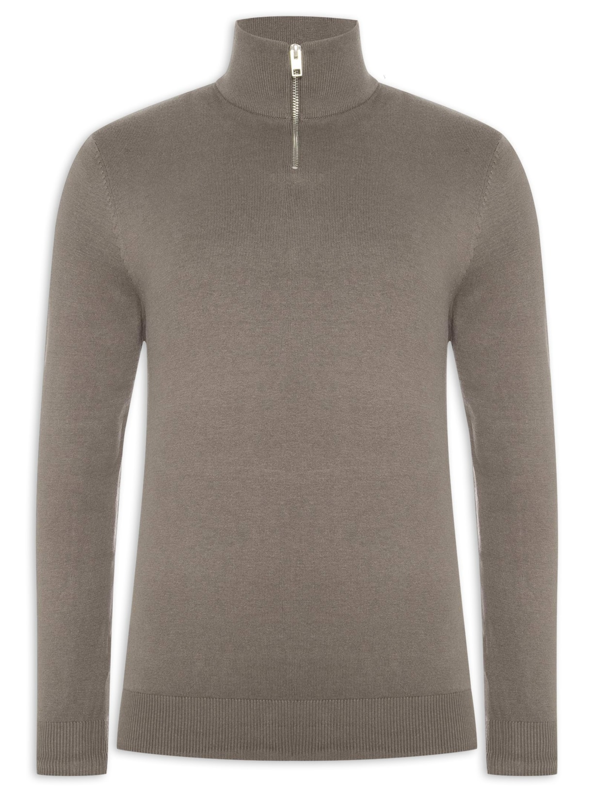Suéter Masculino Half Zip Algodão Com Viscose Bege Jack & Jones