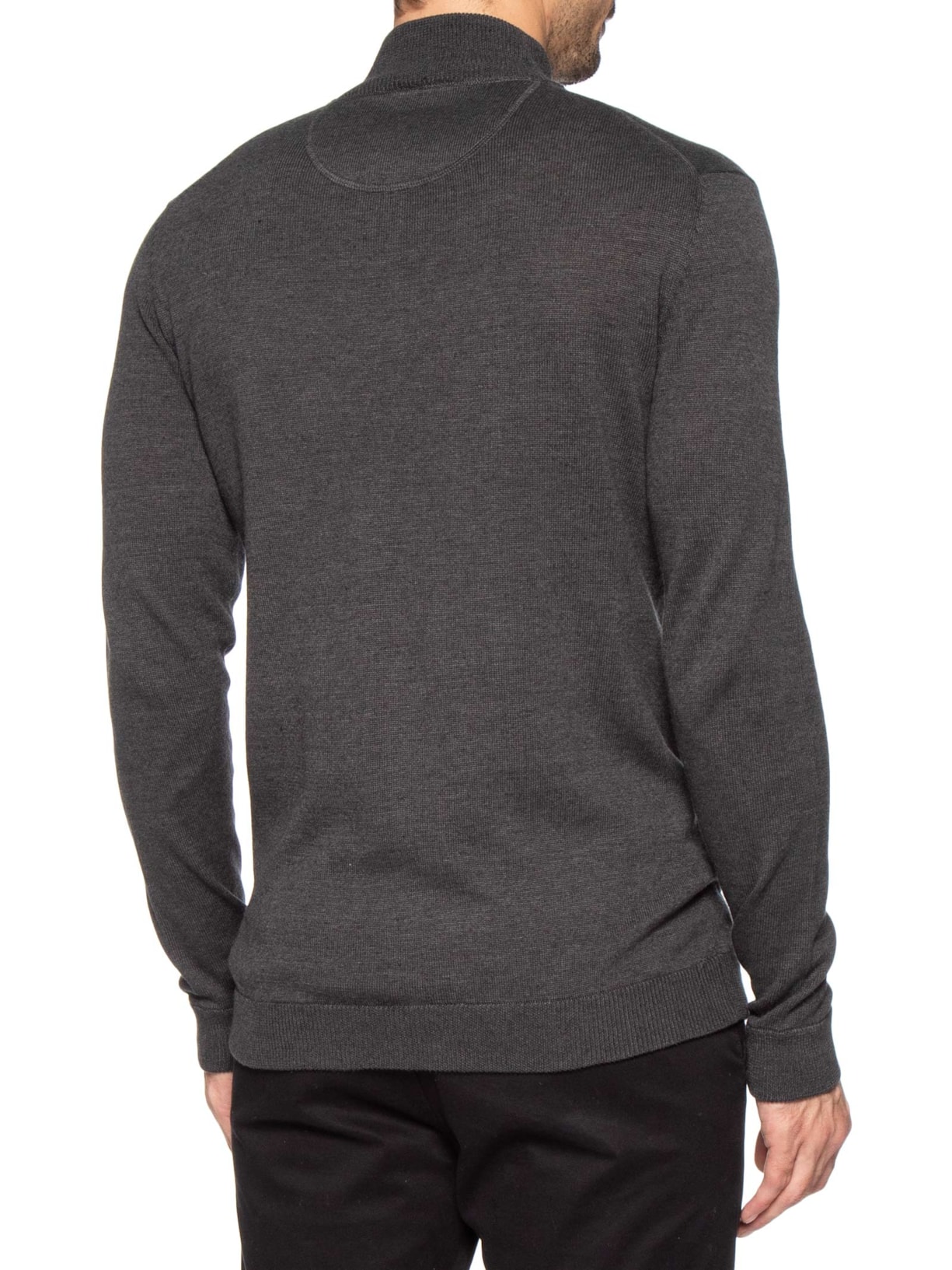 Suéter Masculino Half Zip Logo Surton Tricot Cinza Aramis