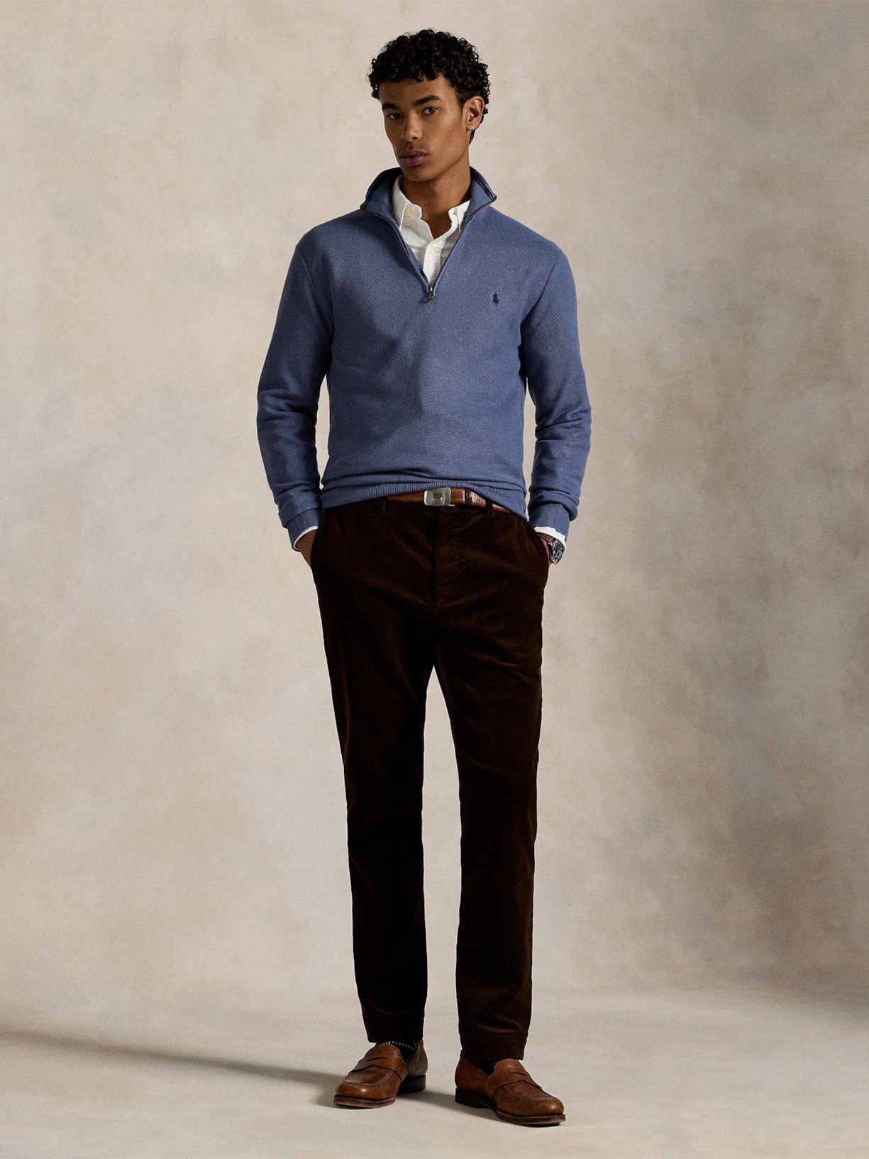 Suéter Masculino Half Ziper Classic Logo Azul Polo Ralph Lauren