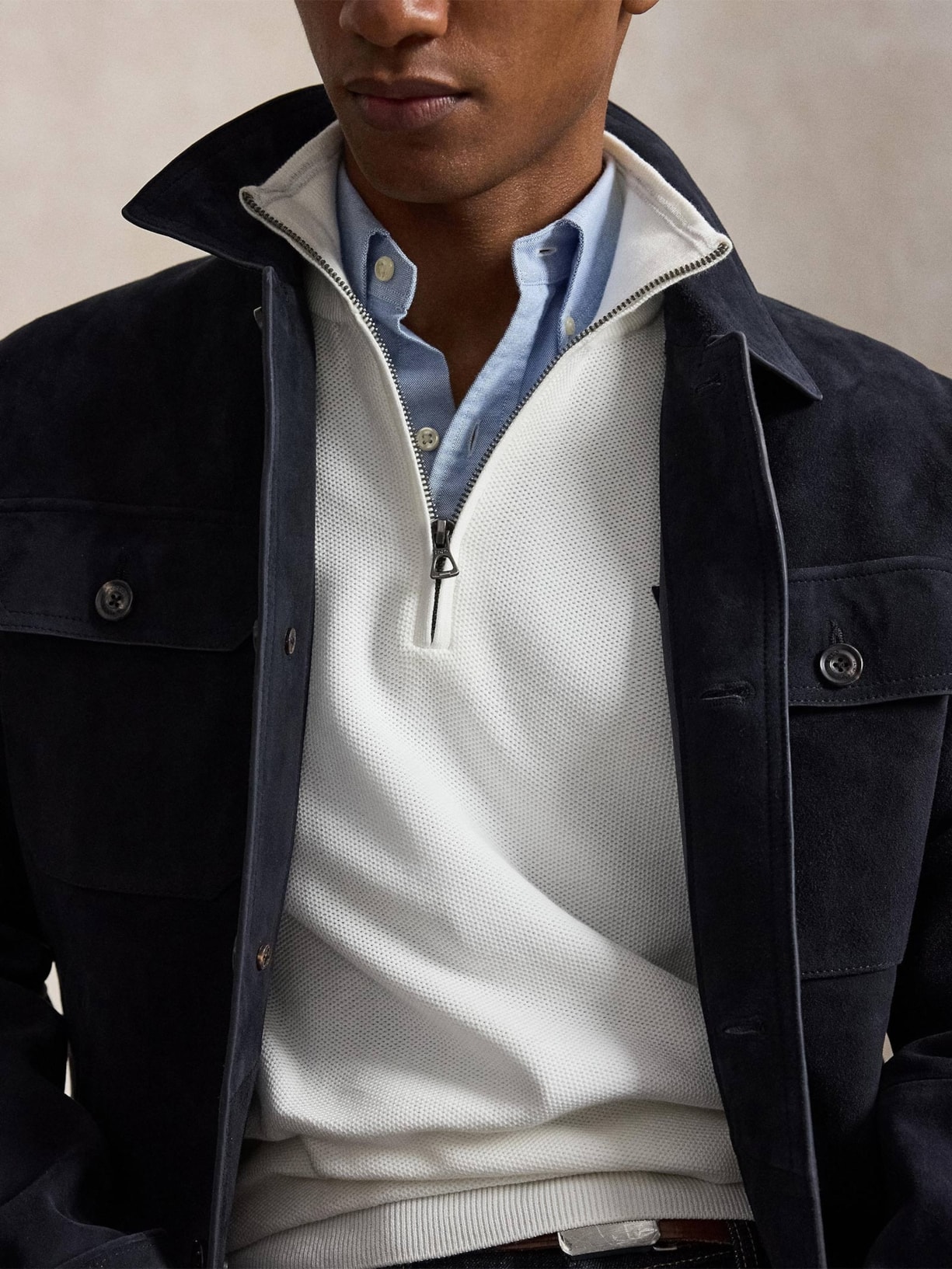 Suéter Masculino Half Ziper Classic Logo Branco Polo Ralph Lauren