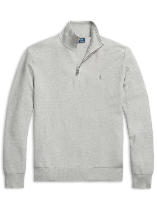 Suéter Masculino Half Ziper Classic Logo - Cinza