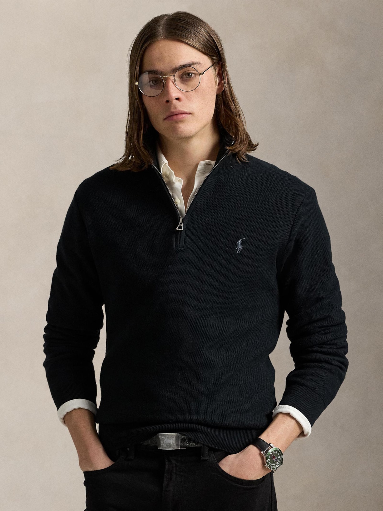 Suéter Masculino Half Ziper Classic Logo Preto Polo Ralph Lauren