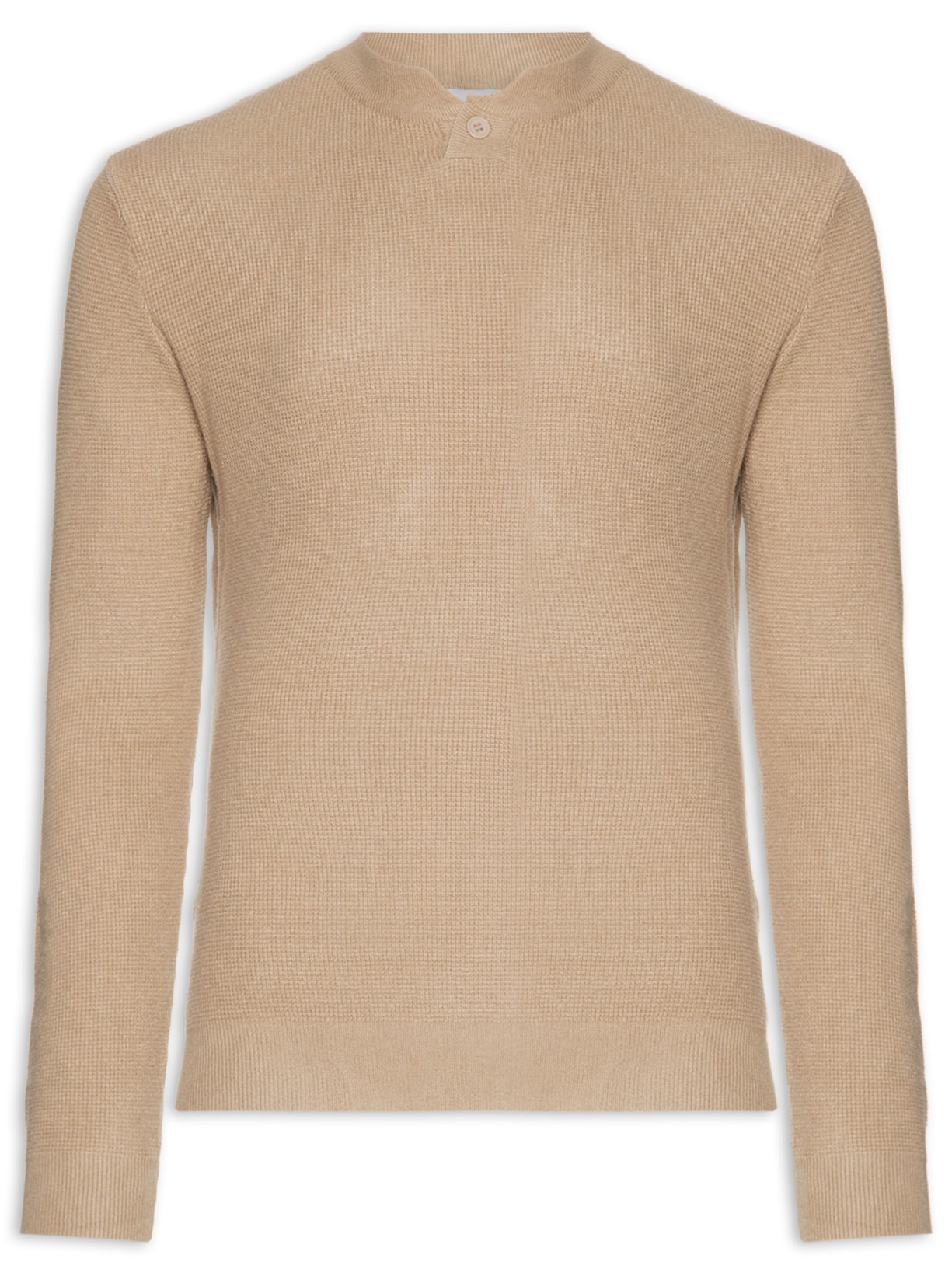 Suéter Masculino Henley - Bege