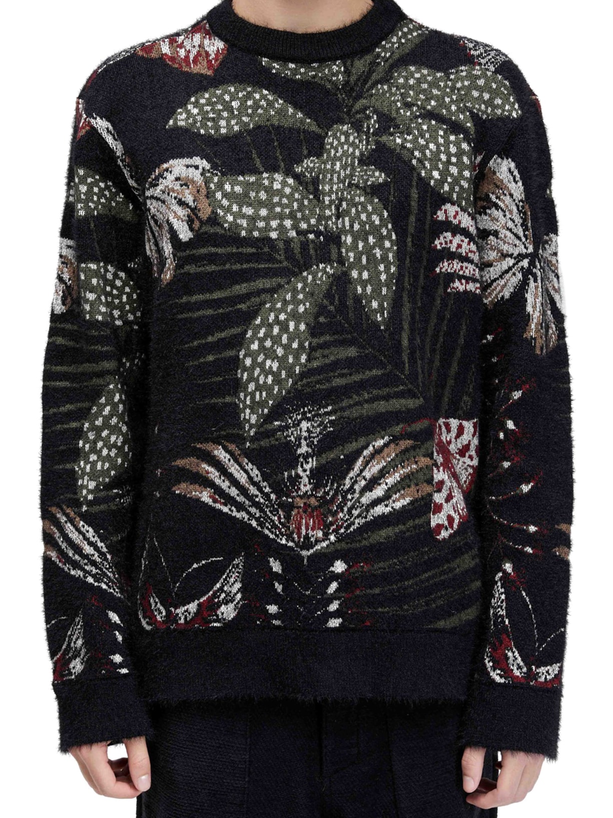 Suéter Masculino Jacquard Botanique - Preto