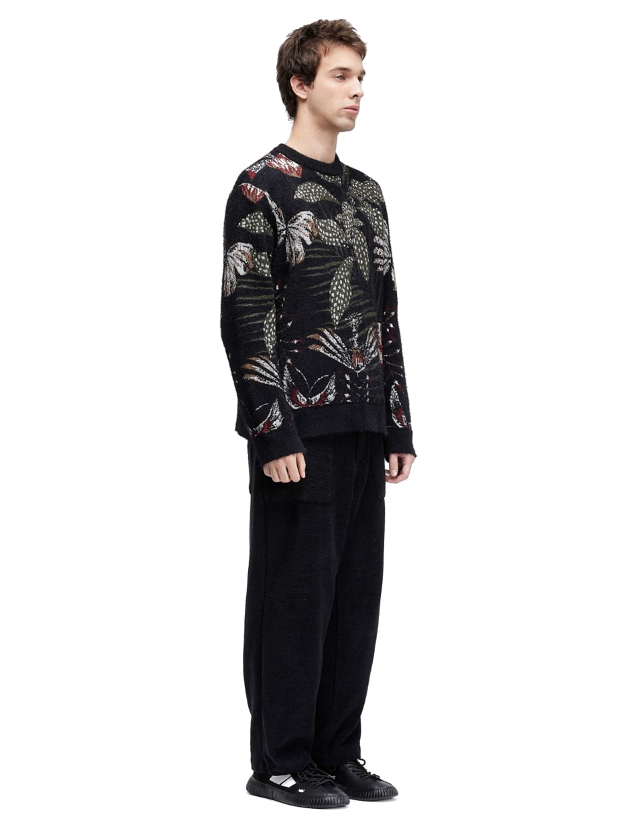 Suéter Masculino Jacquard Botanique Preto Osklen