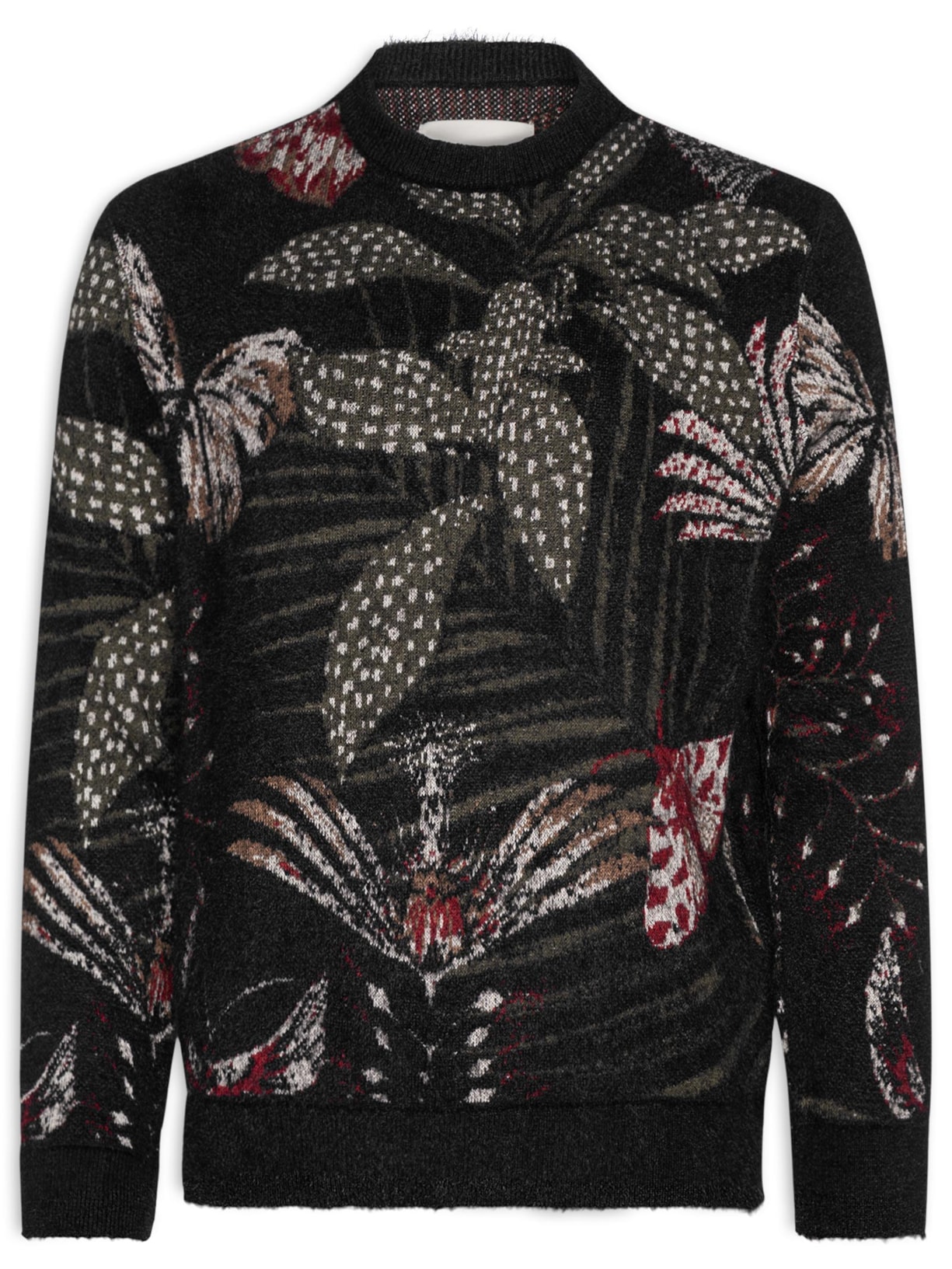 Suéter Masculino Jacquard Botanique - Preto