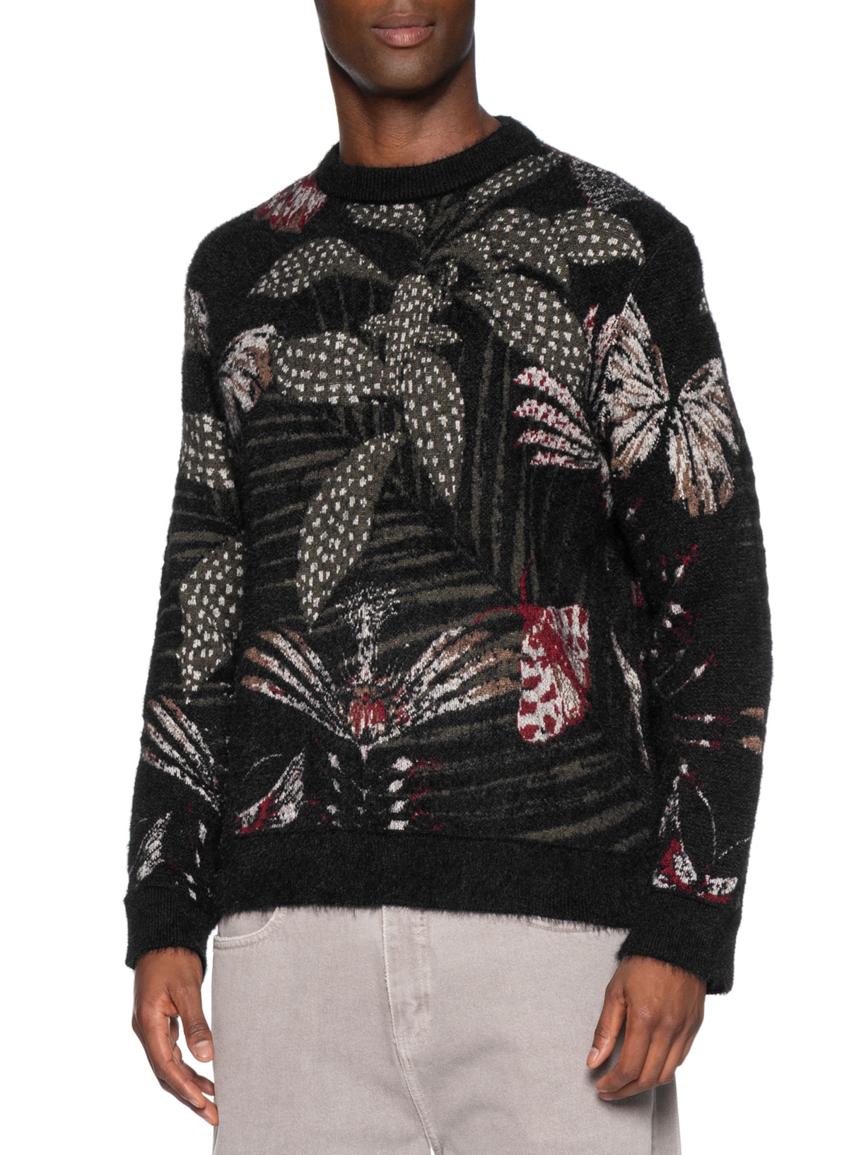 Suéter Masculino Jacquard Botanique Preto Osklen