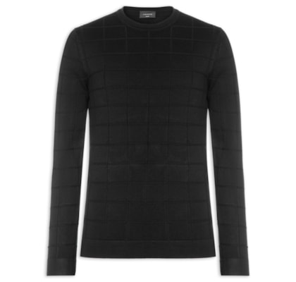Suéter Masculino Jacquard New Square Tricot – Preto