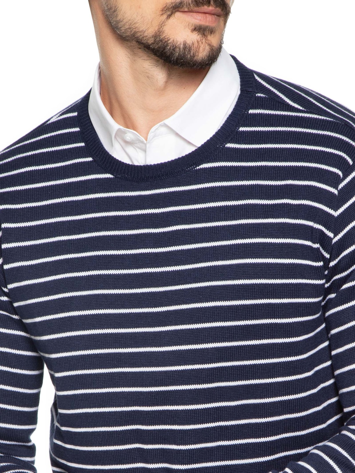 Suéter Masculino Listrado Azul Forum