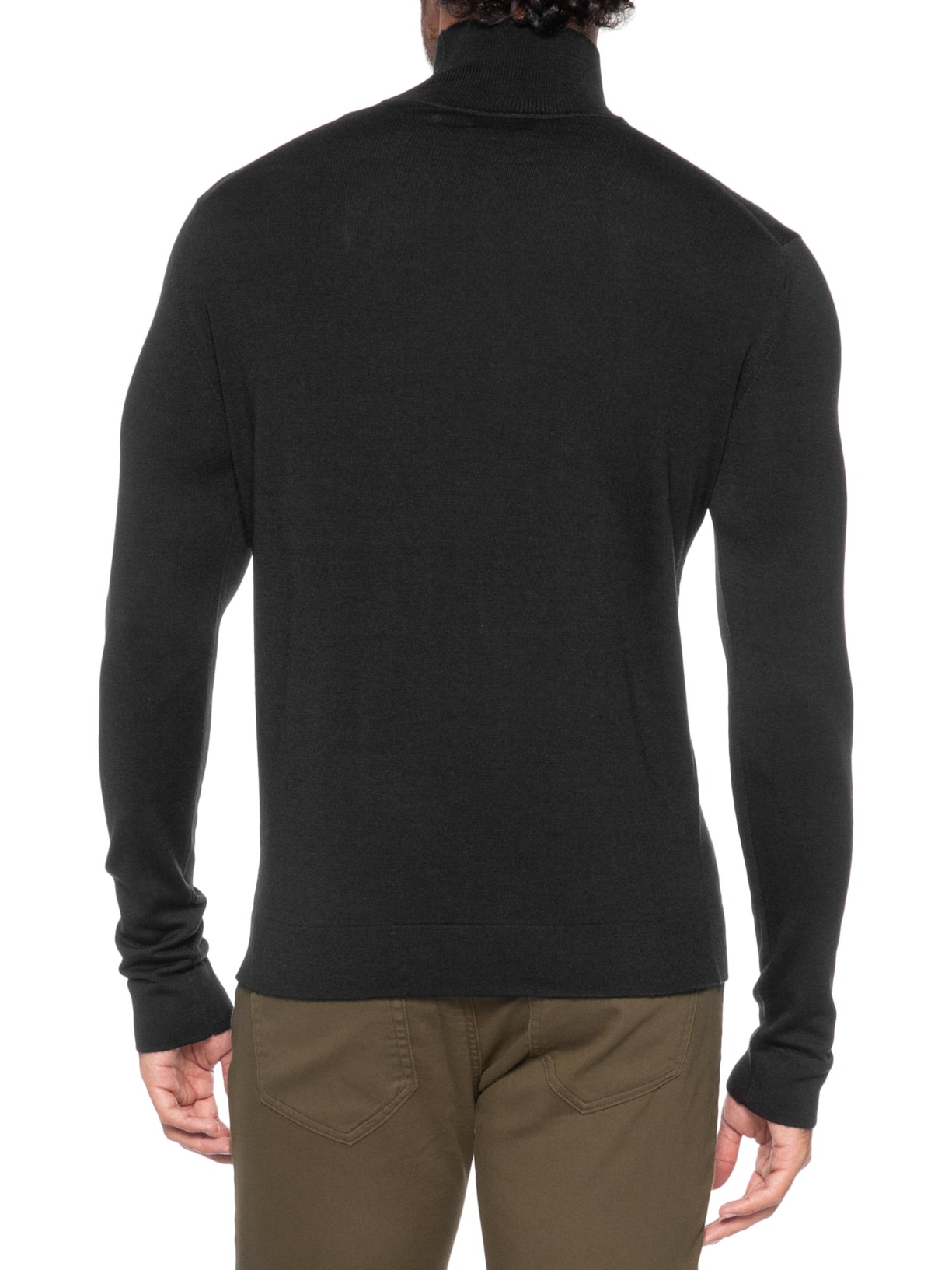 Suéter Masculino Manga Longa Gola Rolet em Lã Merino Pura Preto Ricardo Almeida