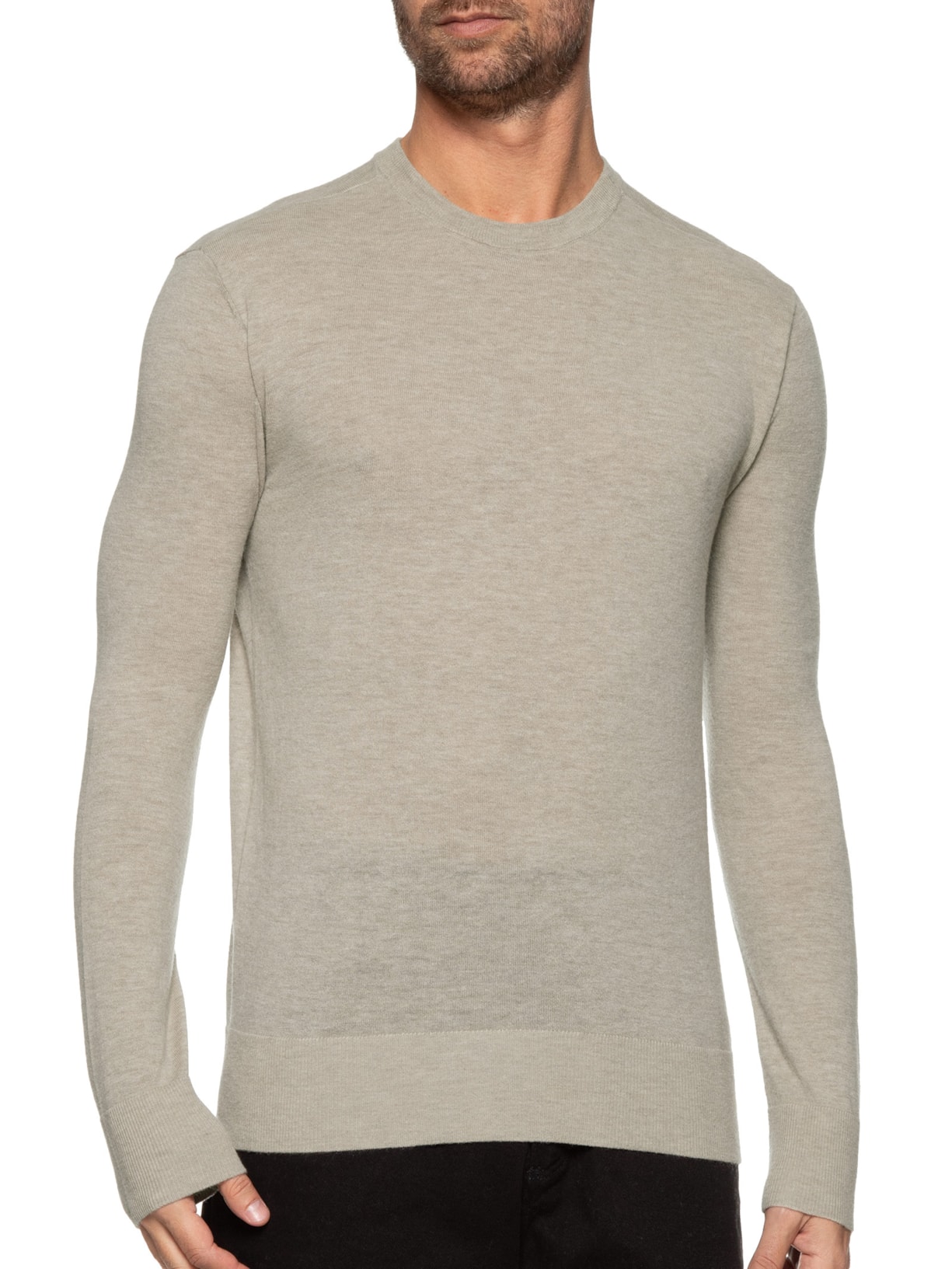 Sueter Masculino Manga Longa Mix Wool Cashmere Bege Osklen