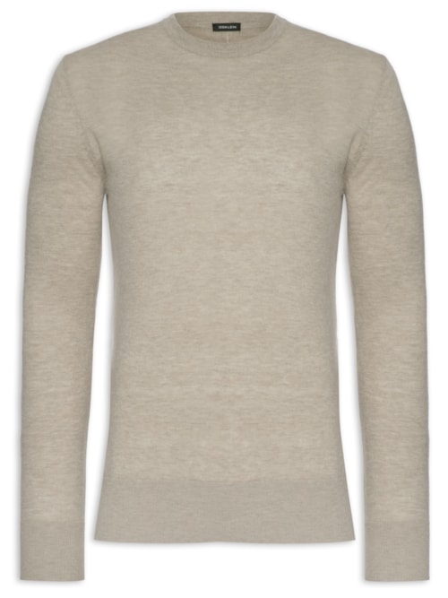 Sueter Masculino Manga Longa Mix Wool Cashmere - Bege