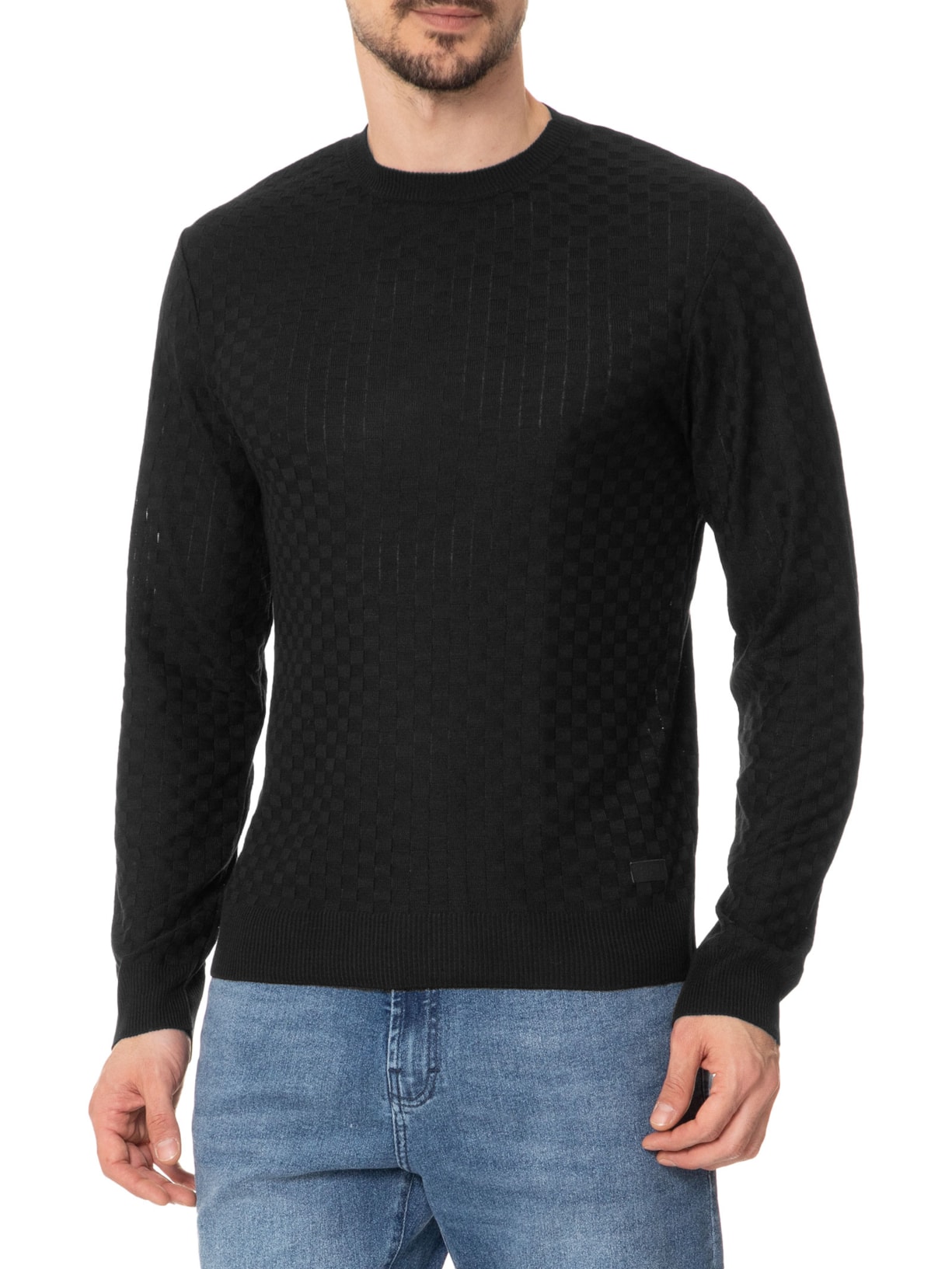 Suéter Masculino Manga Longa Square Preto John John