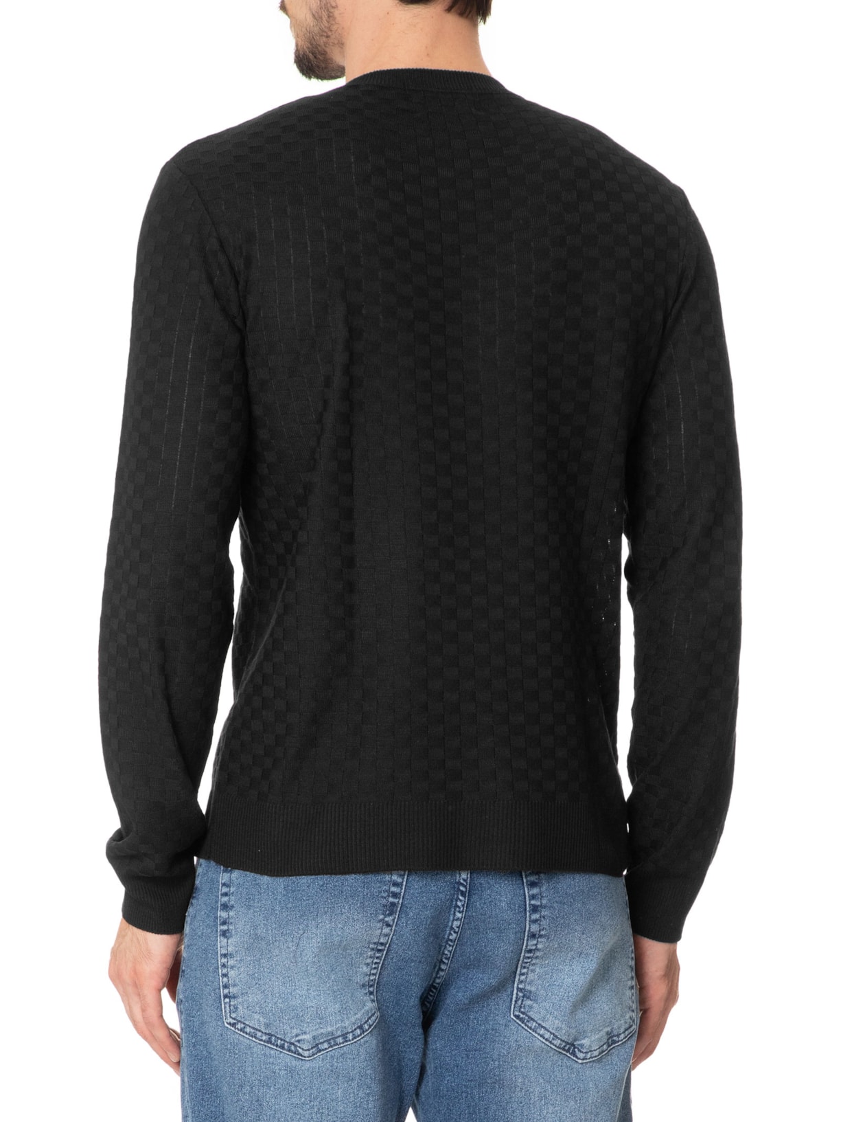 Suéter Masculino Manga Longa Square Preto John John