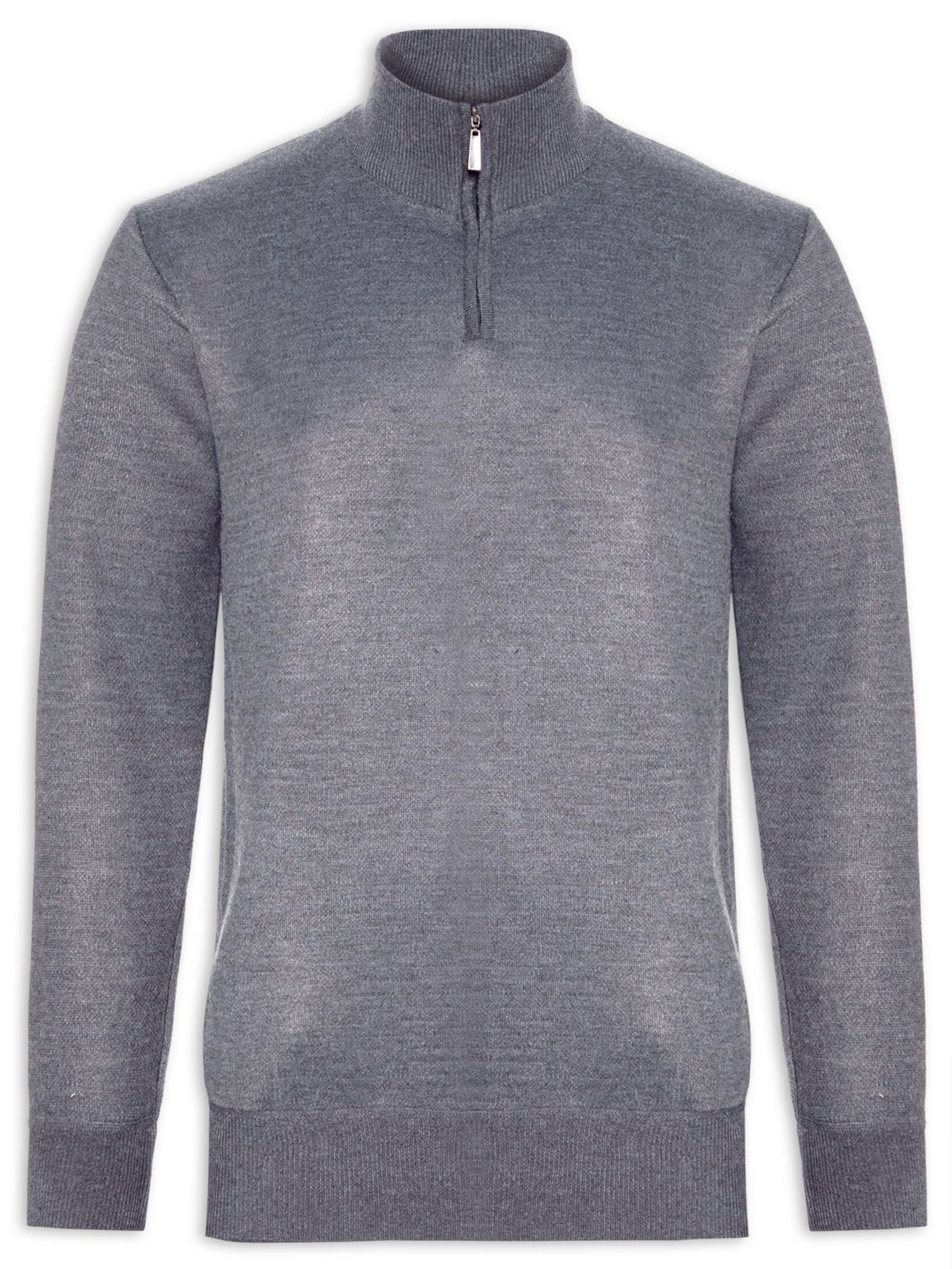 Suéter Masculino Meia Gola Zíper - Cinza