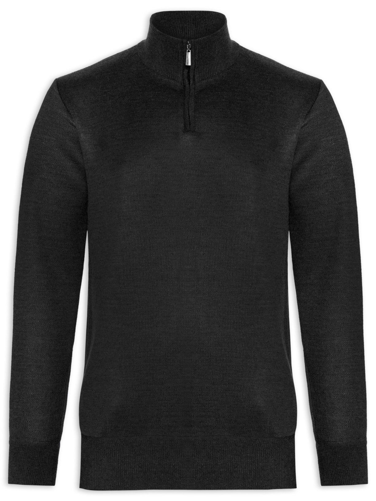 Suéter Masculino Meia Gola Zíper - Preto