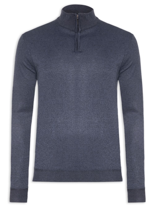 Suéter Masculino Meio Zíper - Azul