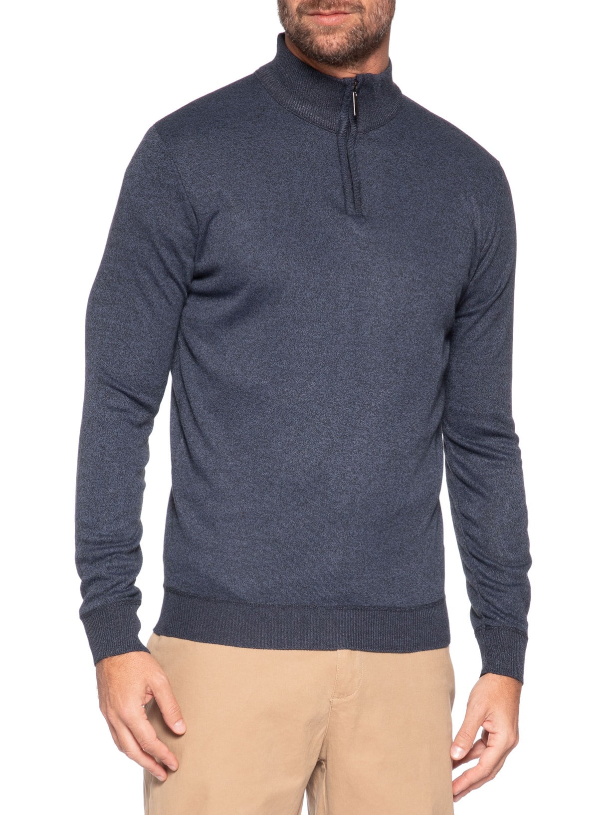 Suéter Masculino Meio Zíper Azul '2 Essential