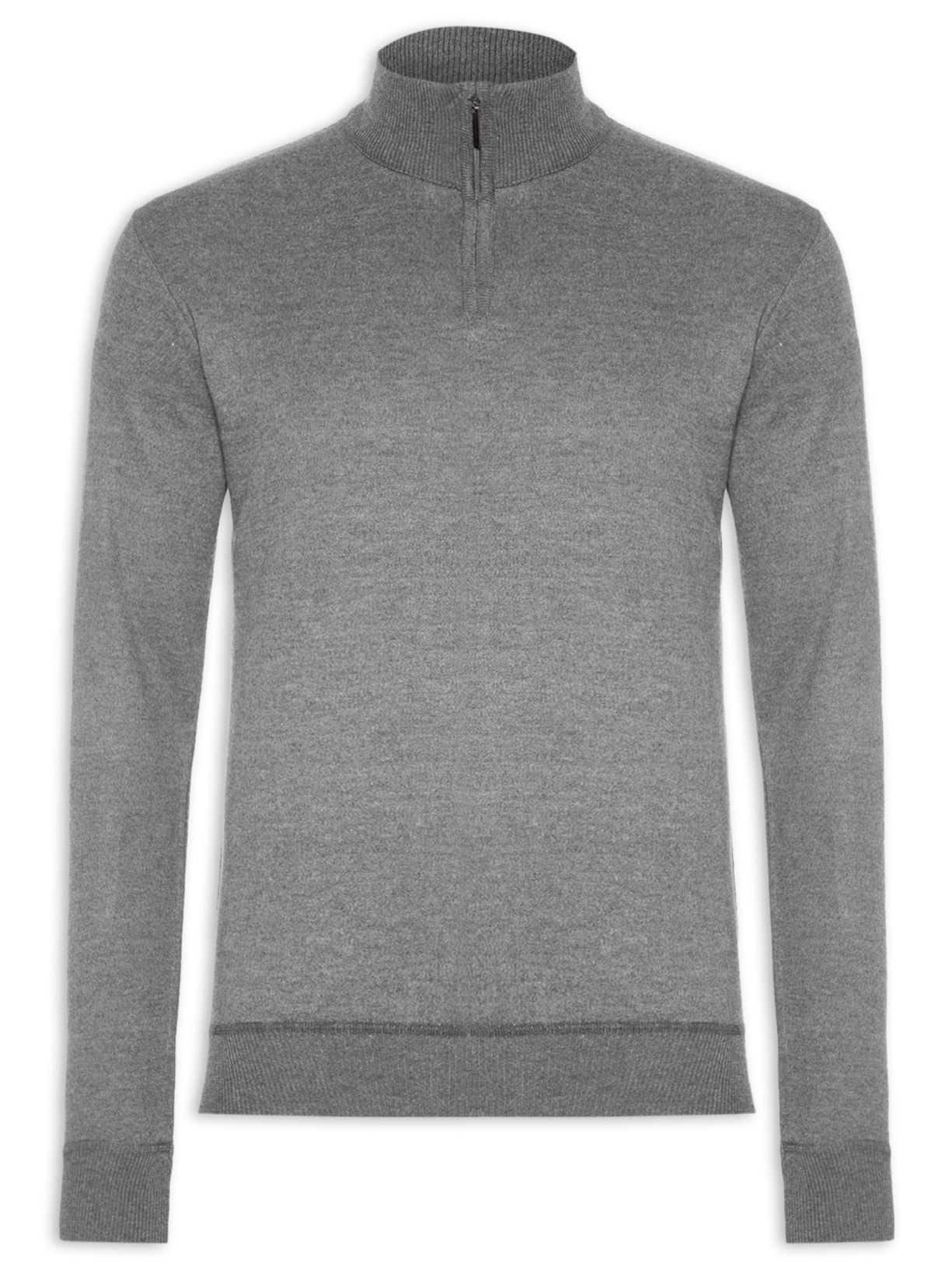 Suéter Masculino Meio Zíper - Cinza