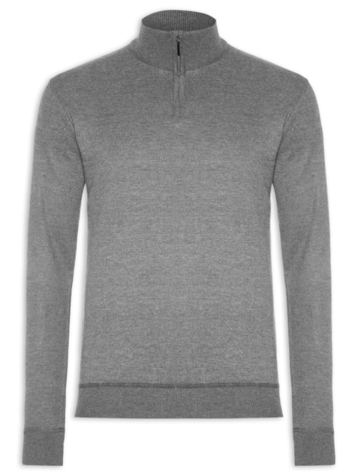 Suéter Masculino Meio Zíper - Cinza