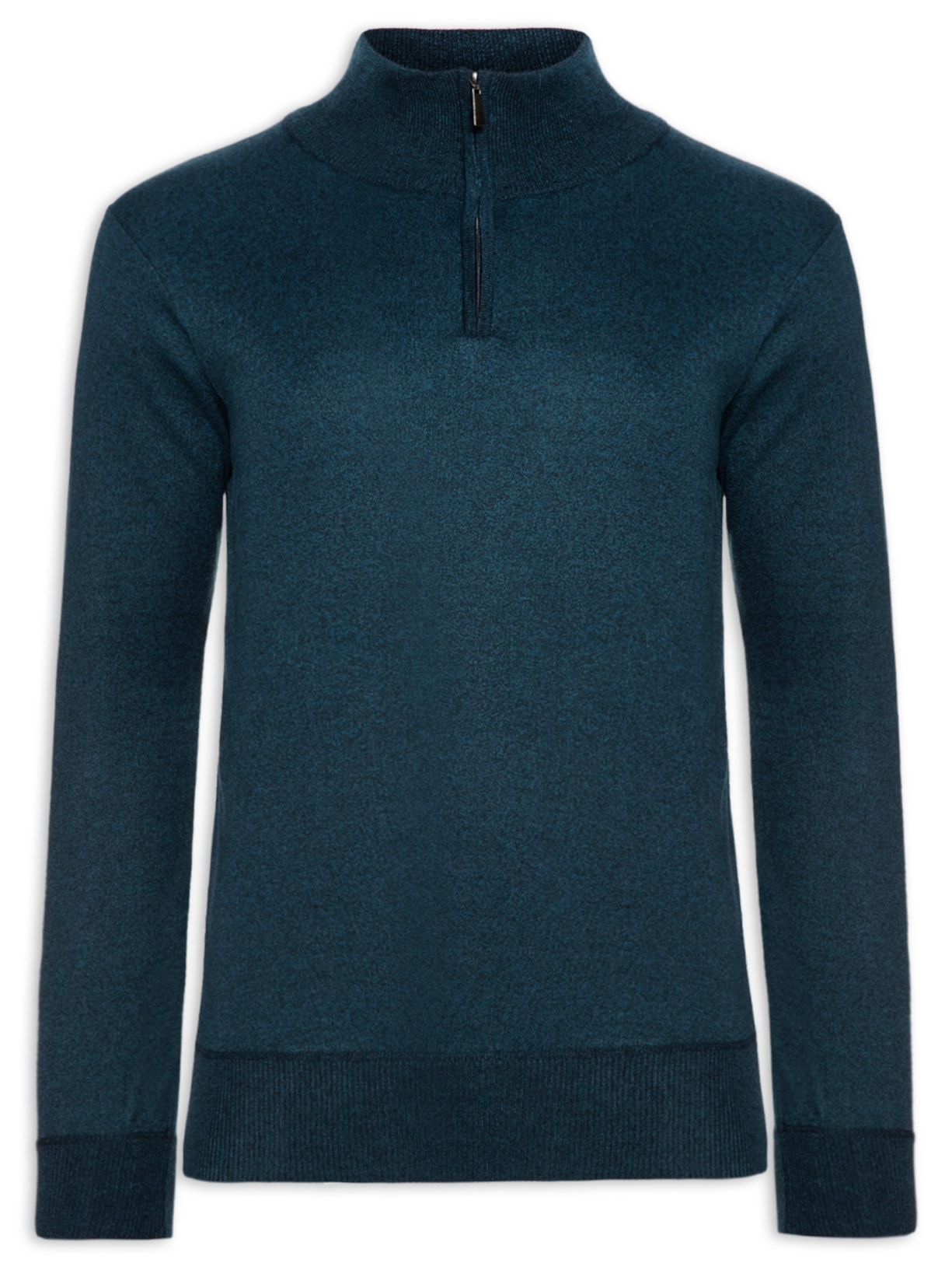 Suéter Masculino Meio Zíper Gola Alta Azul '2 Essential