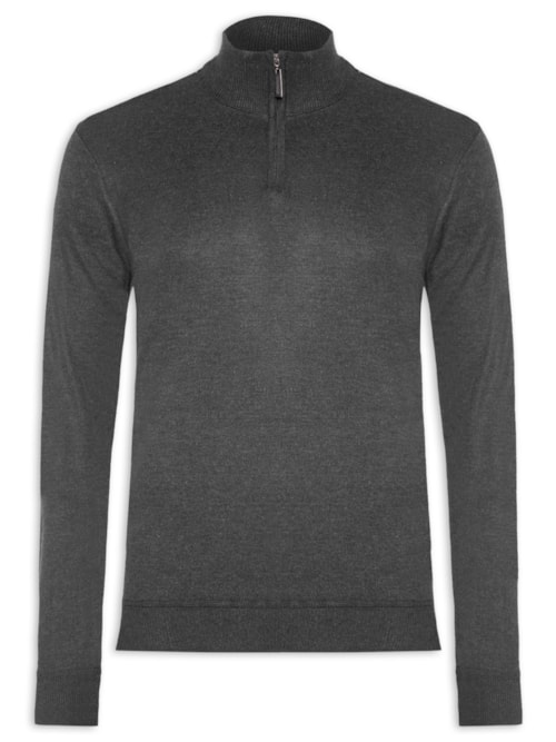 Suéter Masculino Meio Zíper - Preto