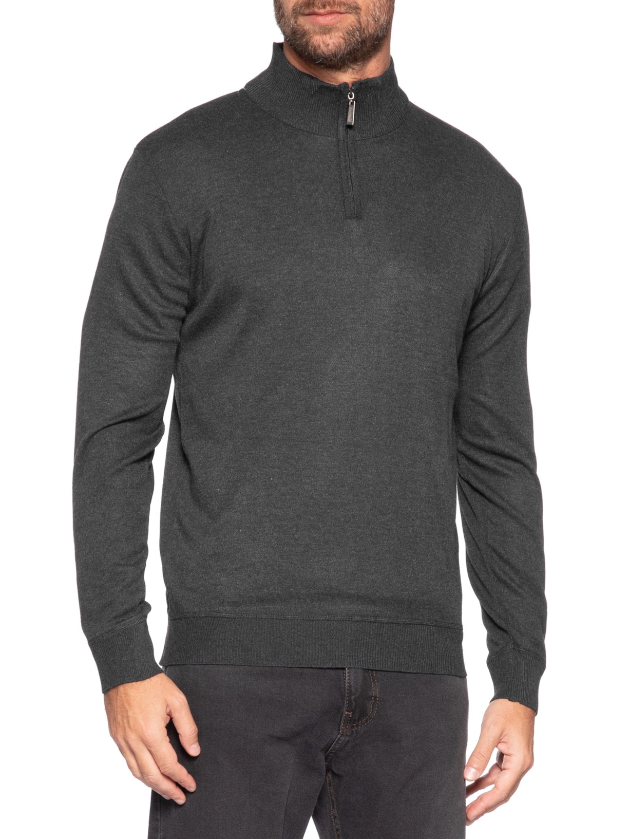 Suéter Masculino Meio Zíper Preto '2 Essential