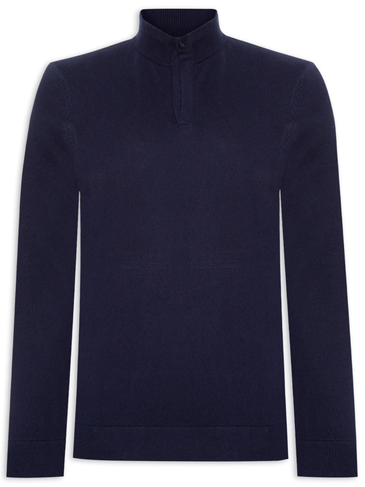 Suéter Masculino Meio Zíper Tricot Cashmere - Azul