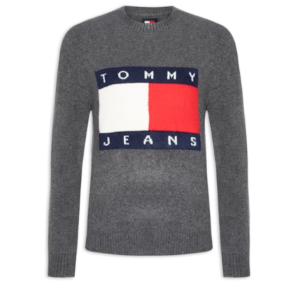 Suéter Masculino Melange Flag Regular Fit - Cinza