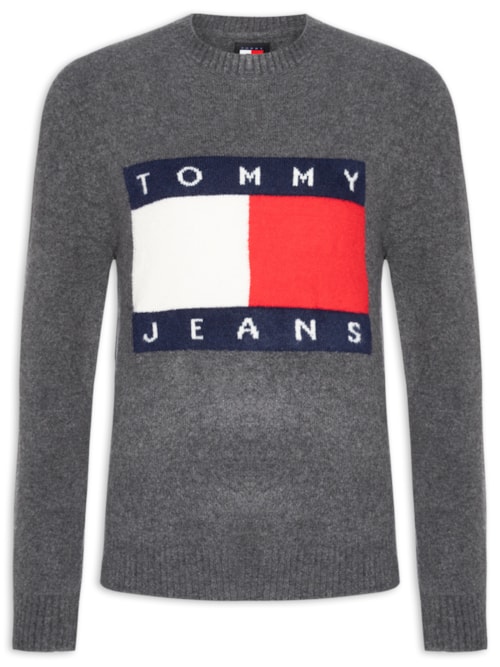 Suéter Masculino Melange Flag Regular Fit - Cinza
