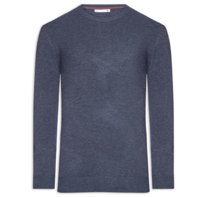 Suéter Masculino Mescla Gola Redonda - Azul