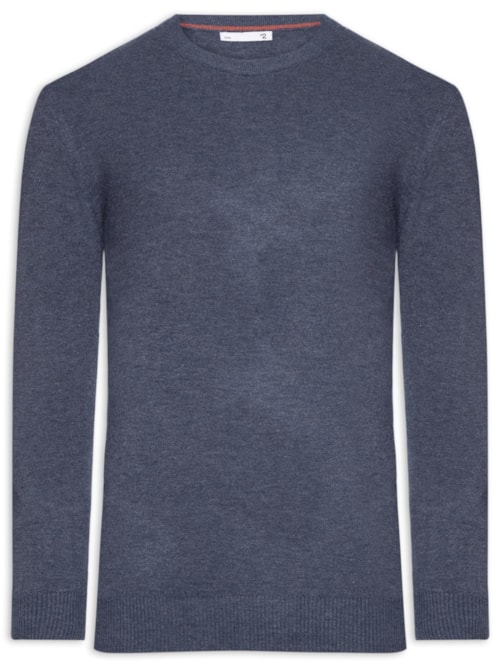 Suéter Masculino Mescla Gola Redonda - Azul
