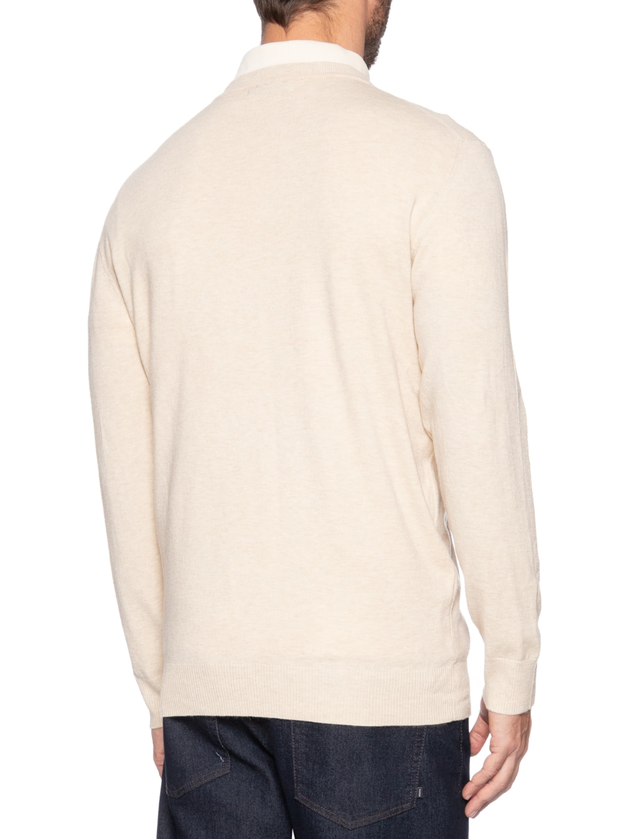 Suéter Masculino Mescla Gola Redonda Bege '2 Essential