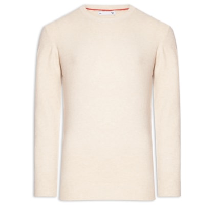 Suéter Masculino Mescla Gola Redonda - Bege