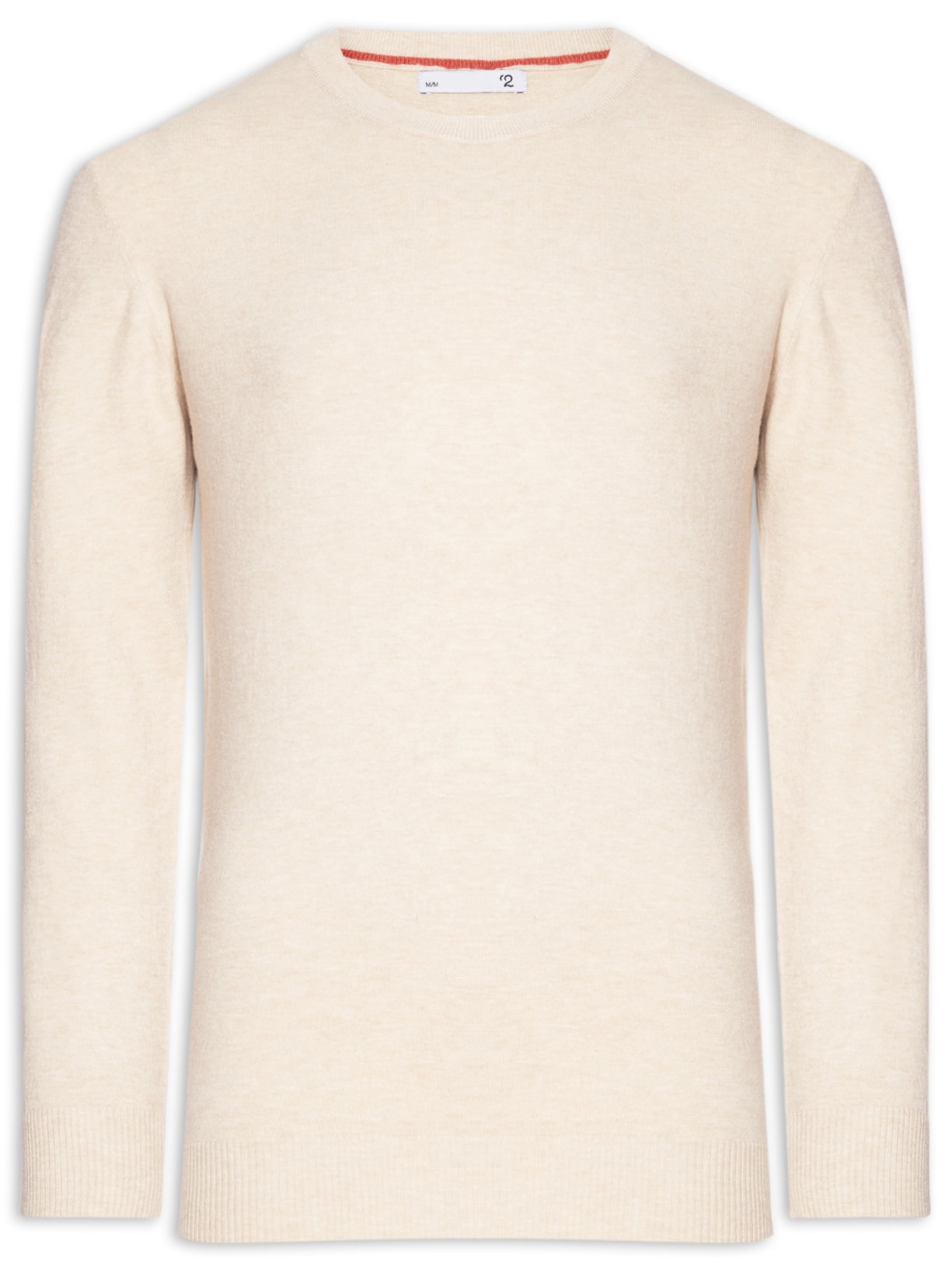 Suéter Masculino Mescla Gola Redonda - Bege